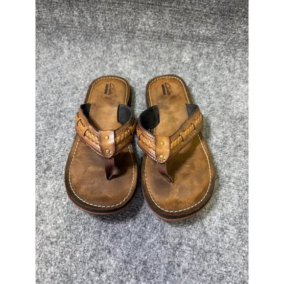 Clarks Womens Size 10 Brown Leather Flip Flops - Picture 2 of 15